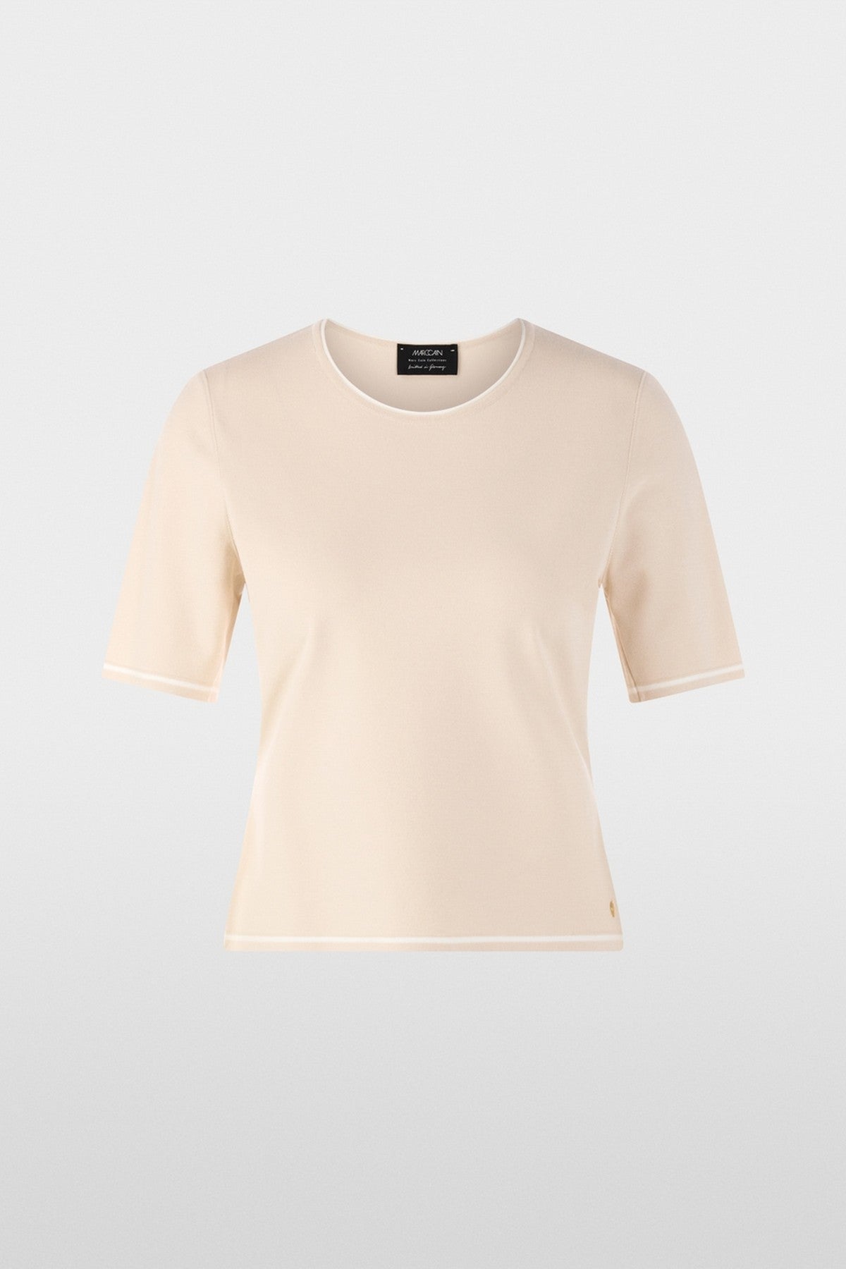 Casual trui van viscosemix met contrasterende streepjes, ronde hals en korte mouwen. Zacht, comfortabel en duurzaam.