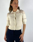 D1620-1760-Anneclaire katoenen vest in crème met korte mouwen en een subtiel semi-transparant schouderdetail.