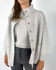 Anneclaire - D1267 | 294 - Vest kraag en zakken rib - lichtgrijs