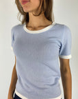 Anneclaire - D1283 200 - Truitje korte mouw bicolor - lichtblauw
