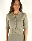 Anneclaire - Grobstrick-Cardigan aus Baumwoll-Leinen - Taupe - D1605 | 934