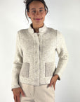 Anneclaire D1903 gebreid vest met motief – Beige Ecru