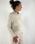 Anneclaire D1903 gebreid vest met motief – Beige Ecru