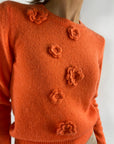 Anneclaire - D0727 342 - Pull met opgestikte bloemen - oranje