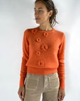 Anneclaire - D0727 342 - Pull met opgestikte bloemen - oranje