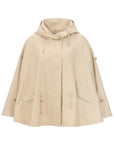 BJ20255 Urbancode cape met ritssluiting en trekkoorden detail in vanilla beige.
