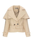 BJ20302 Urbancode korte anorak trench jacket met afneembare cape in vanilla.