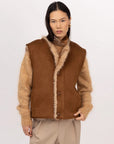 Urbancode reversible bodywarmer faux fur – Tan Multi
