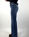 Cambio wide-leg jeans in Medium Blue met hoge taille en comfortabele stretchdenim