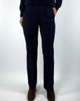 Cambio Francoise rechte broek in Dark Navy met elastische taille en techno stretch