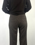 Cambio Ava Utility broek in tweed jersey met wijde pijpen – Black Olive