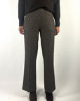 Cambio Ava Utility broek in tweed jersey met wijde pijpen in Black Olive