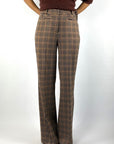 Cambio Famous 64023 flared pied-de-poule broek in Cinnamon Burgundy met hoge taille en wijde pijpen