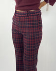 Cambio - Francoise cropped - Broek ruitpatroon - burgundy blue