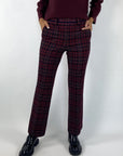 Cambio - Francoise cropped - Broek ruitpatroon - burgundy blue