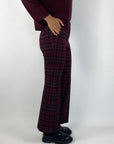 Cambio - Francoise cropped - Broek ruitpatroon - burgundy blue
