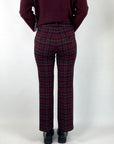 Cambio - Francoise cropped - Broek ruitpatroon - burgundy blue