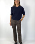Cambio - Francoise cropped - Broek jersey ruitpatroon - caramel