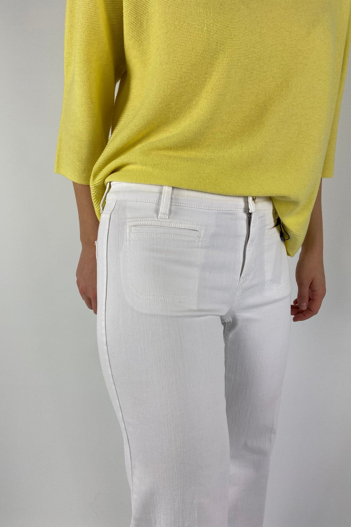 Cambio - Tess Wide Leg Jeans met Strijklijnen - White Stone - 9049