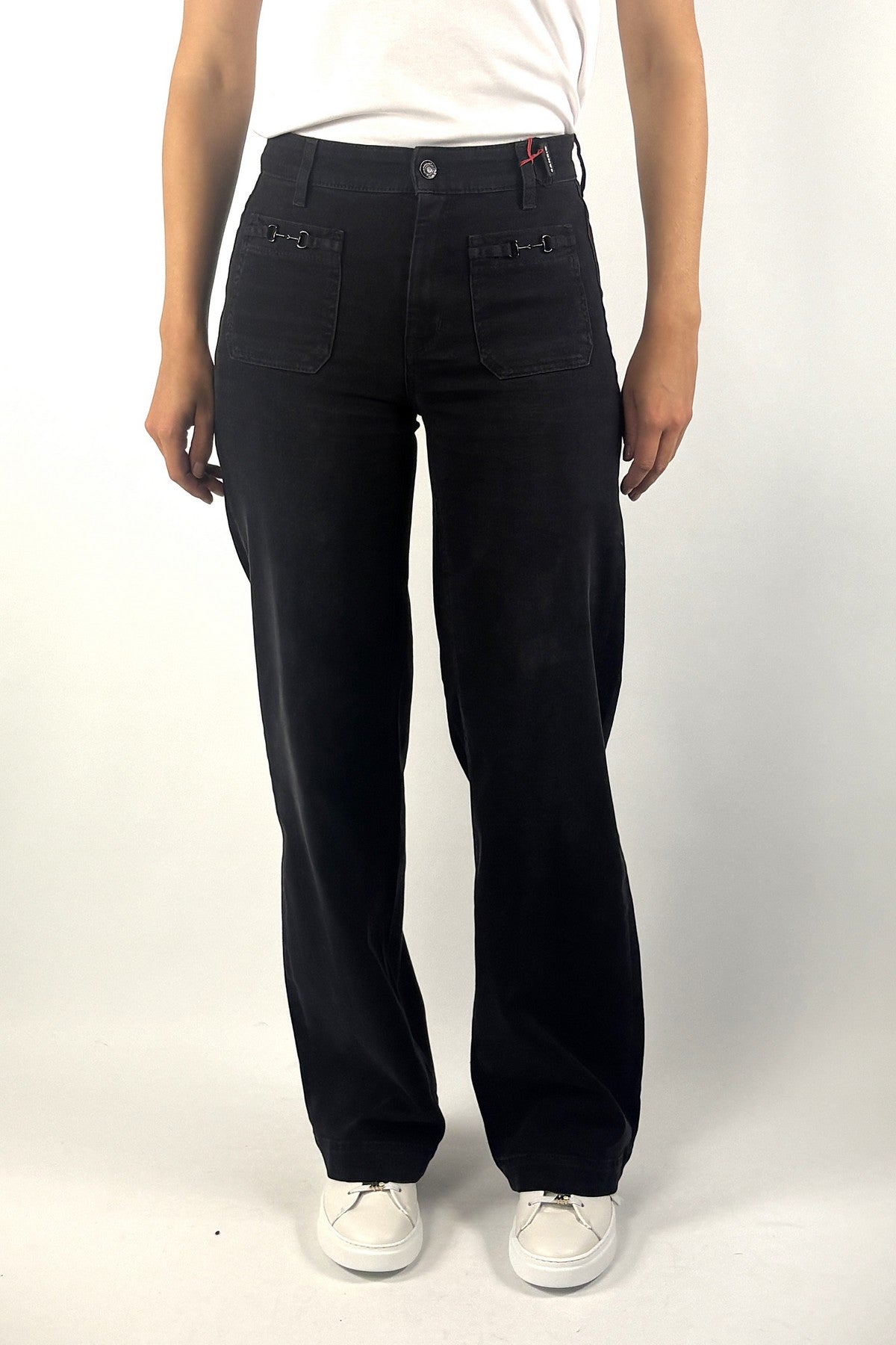 Cambio Ada bootcut jeans met wijde pijpen in Black Denim