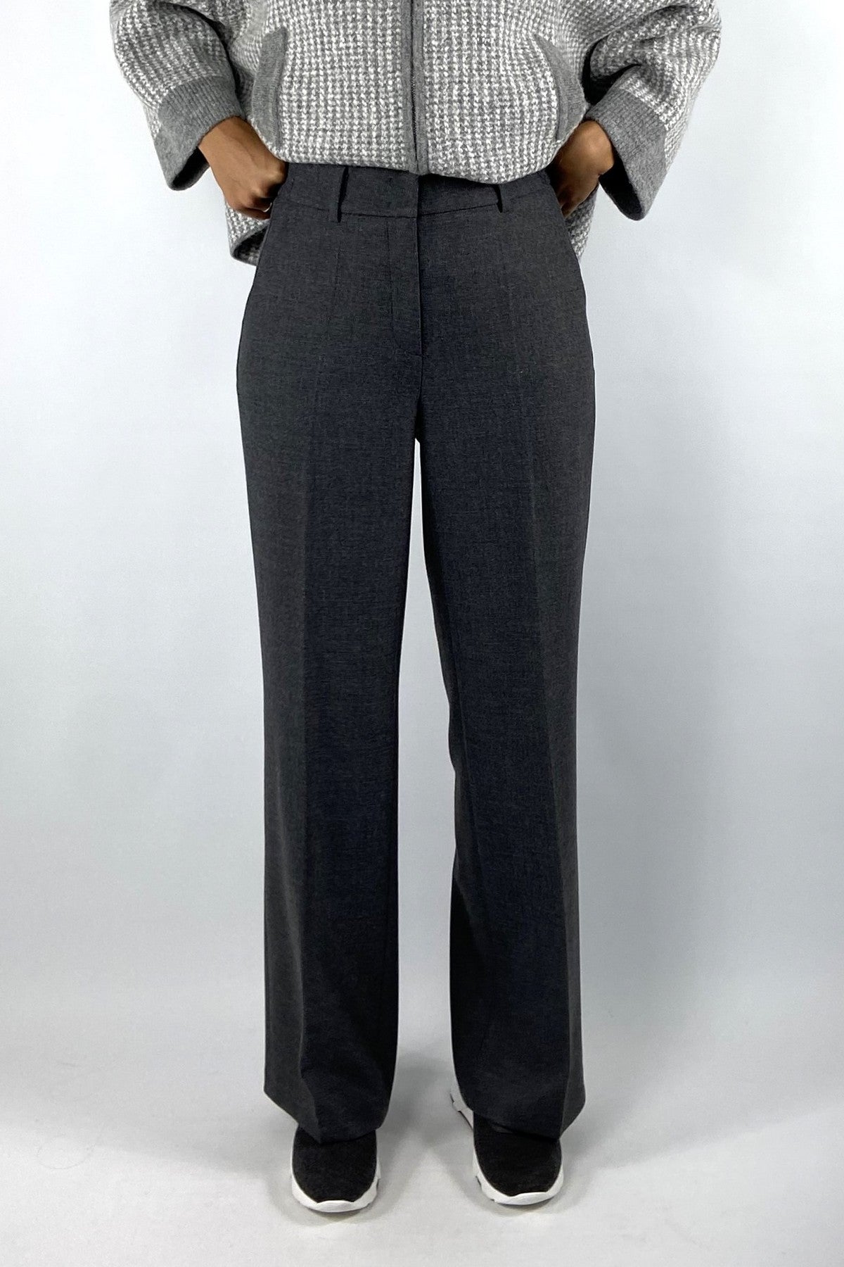 Cambio Amelie 6227 wide leg pantalon in Asphalt Grey met middelhoge taille