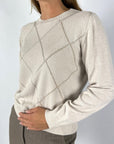 D.Exterior - 61062 | 7 - Trui lurex ruitpatroon - greige