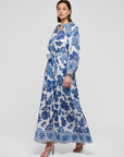 Dea Kudibal - Idiana Linnen Maxi-Jurk - Exotic Blue Flowers