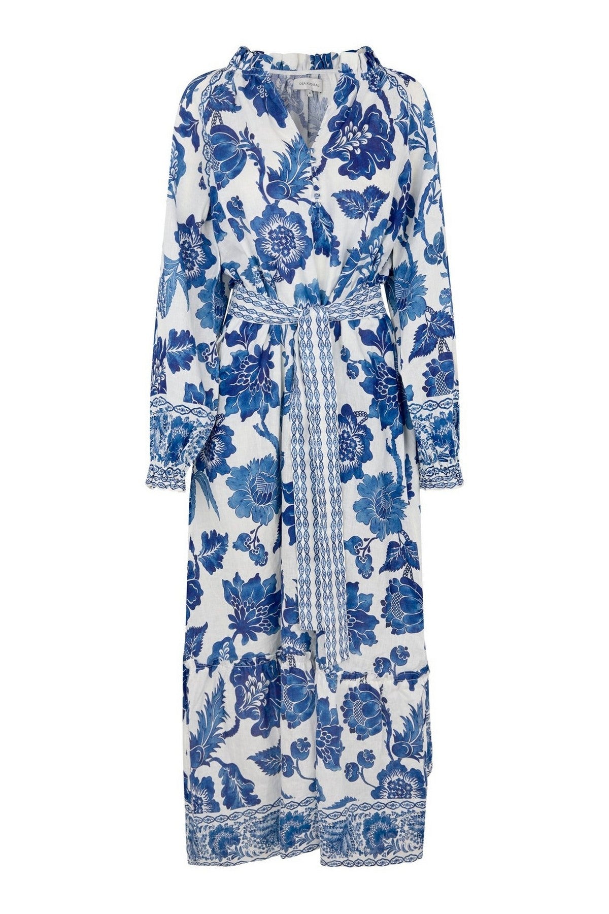 Dea Kudibal - Idiana Linnen Maxi-Jurk - Exotic Blue Flowers