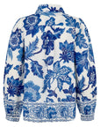Linnen Blouse met Volumineuze Mouwen en Florale Print - Blue/White