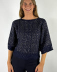 D.Exterior 63218 pull wol & alpaca met glitter – Blue