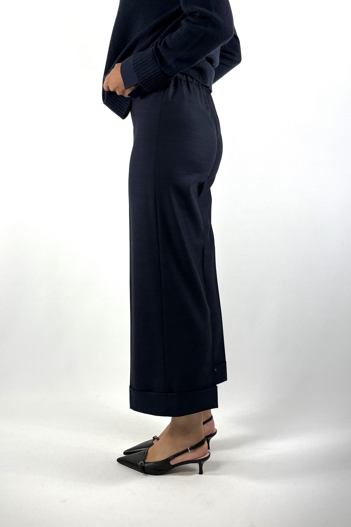 D.Exterior culotte in flanel met omslag – Blue