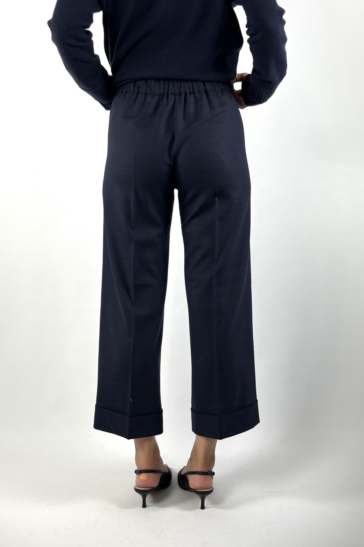 D.Exterior culotte in flanel met omslag – Blue