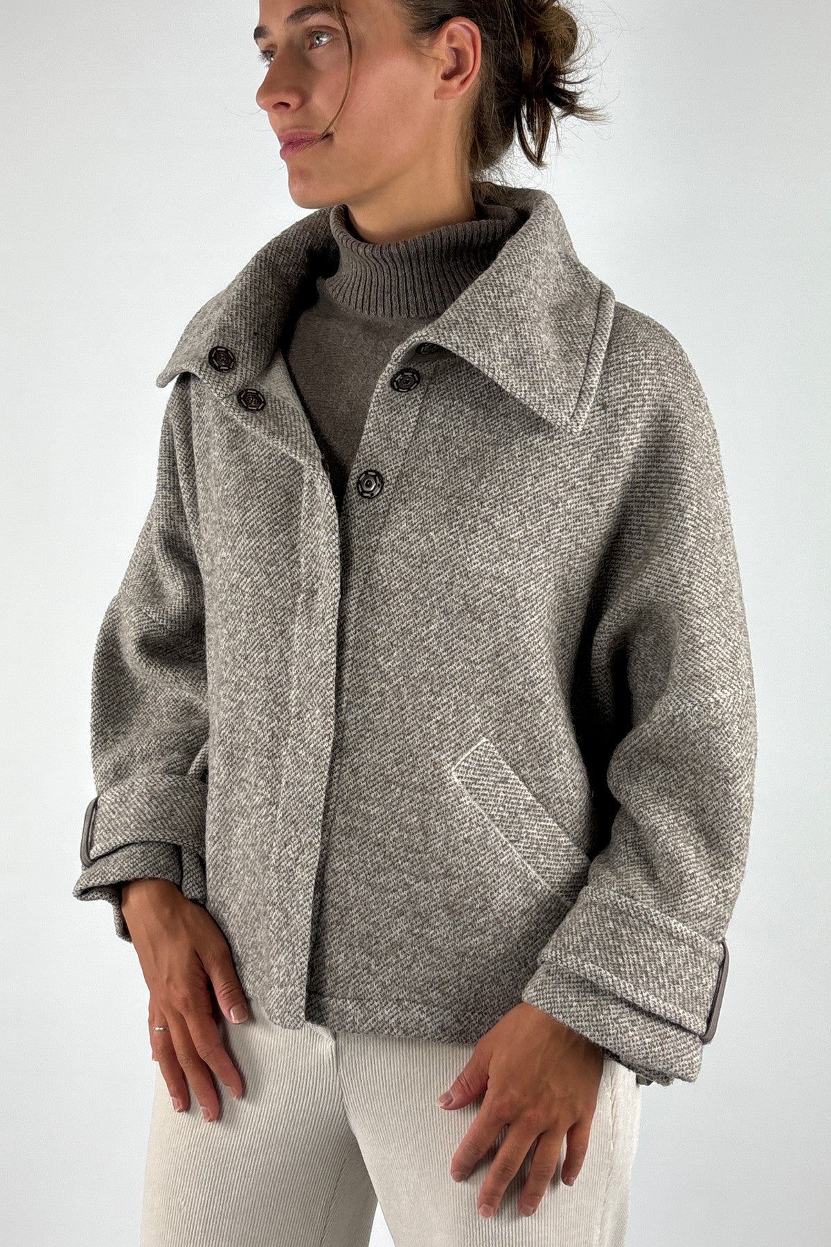 D.Exterior 63231 korte mantel soft alpaca – Visone