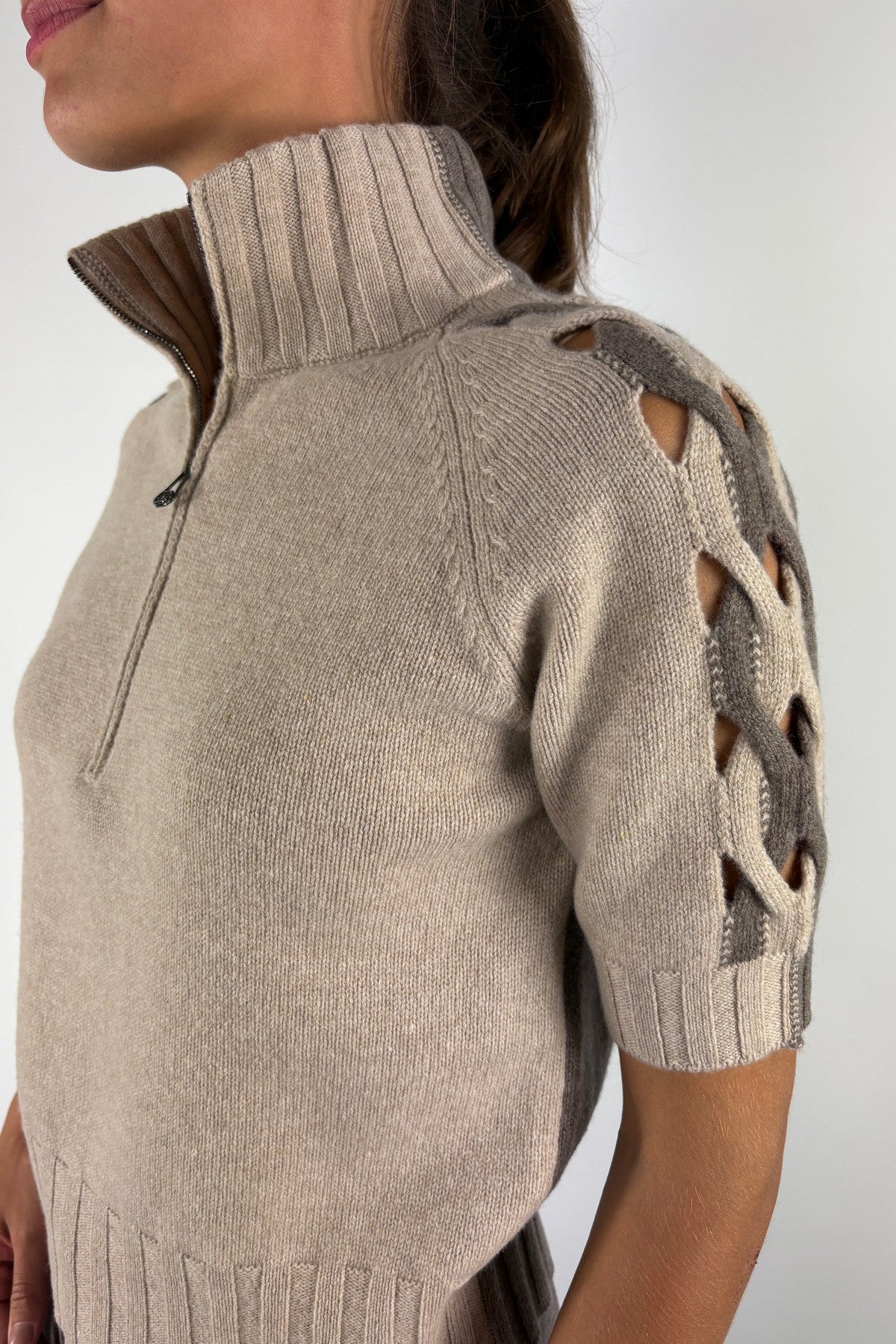 D.Exterior 63133 bicolor pull met rits – Deserto Visone
