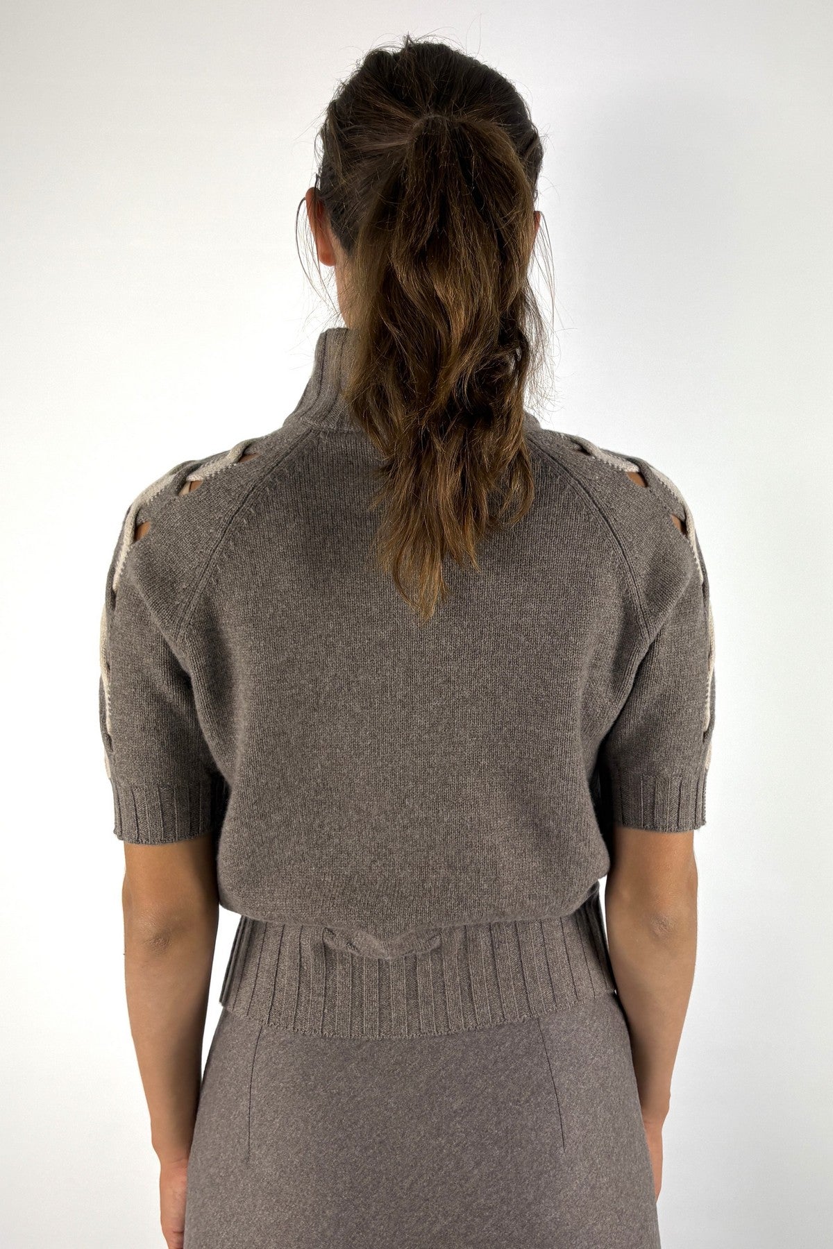 D.Exterior 63133 bicolor pull met rits – Deserto Visone