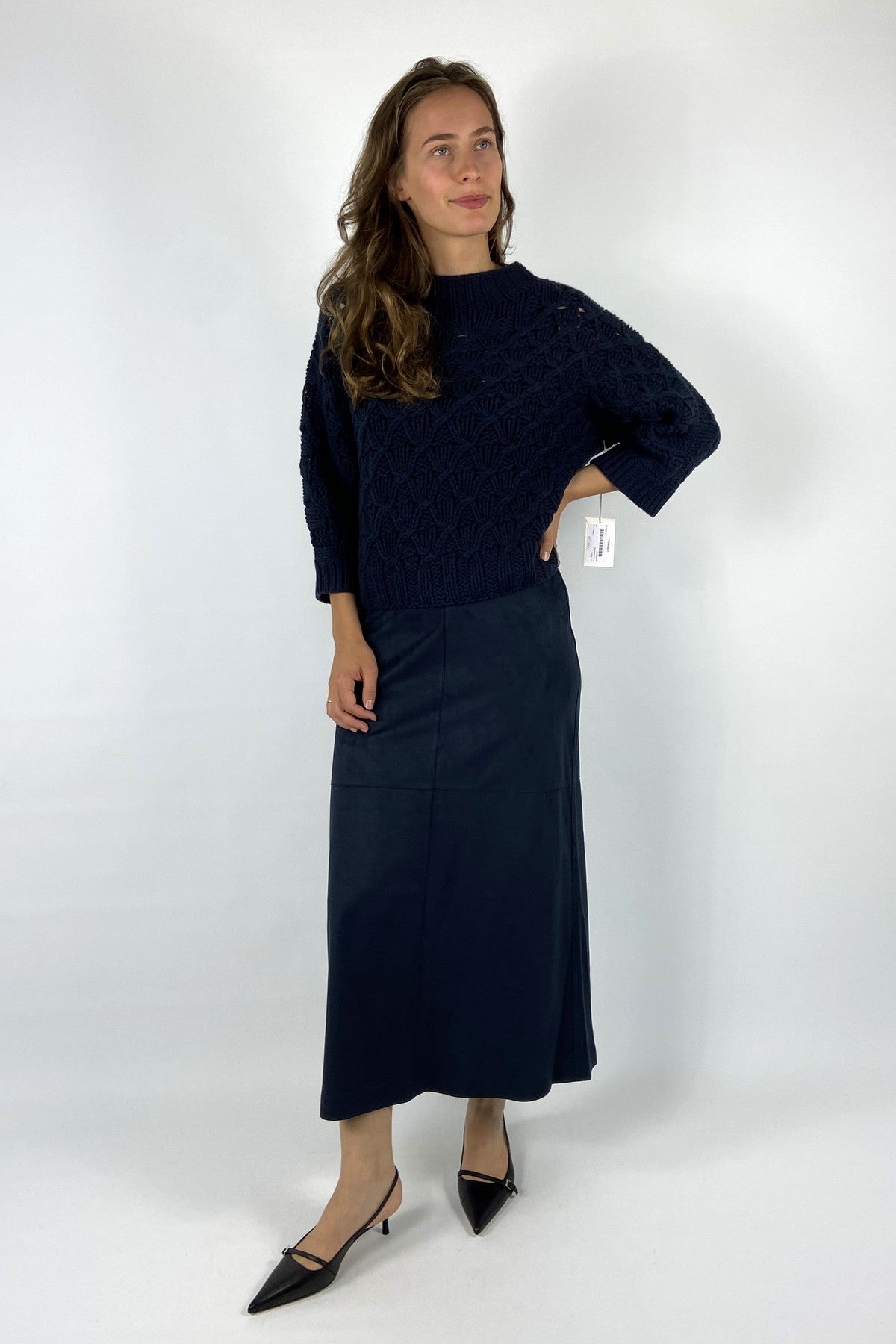 Donkerblauwe rok van FFC in daimlook biedt comfort en stijl.
