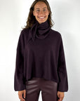 FFC Fashion 16015 triangle sjaal in Aubergine van wol en kasjmier