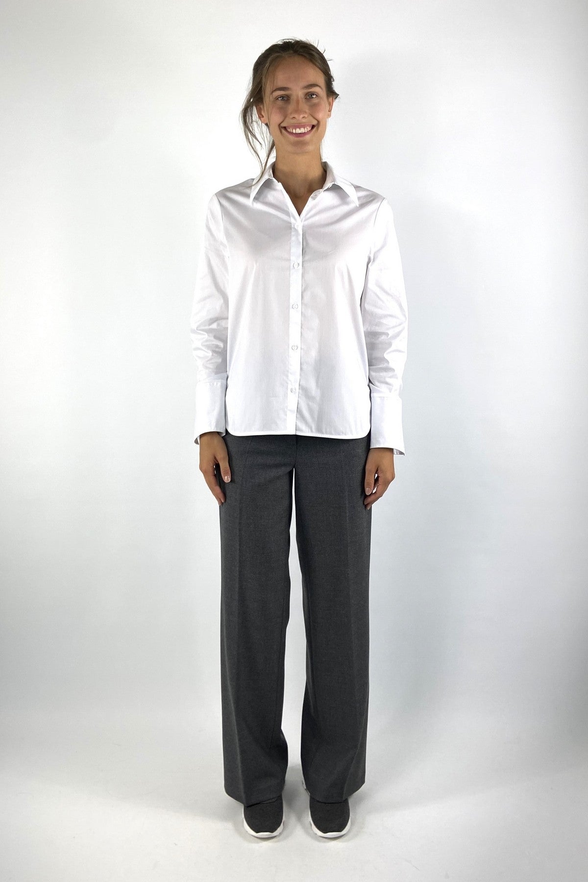 FFC 16434 blouse popeline met detailmouw – Wit