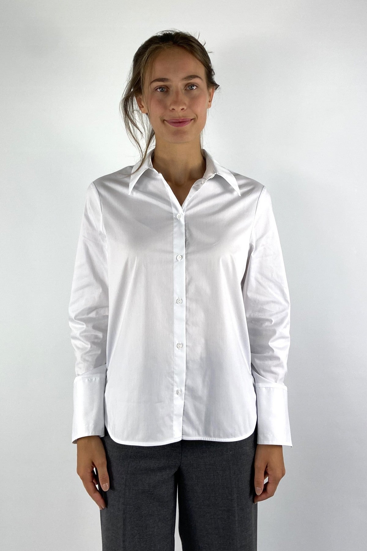 FFC 16434 blouse popeline met detailmouw – Wit