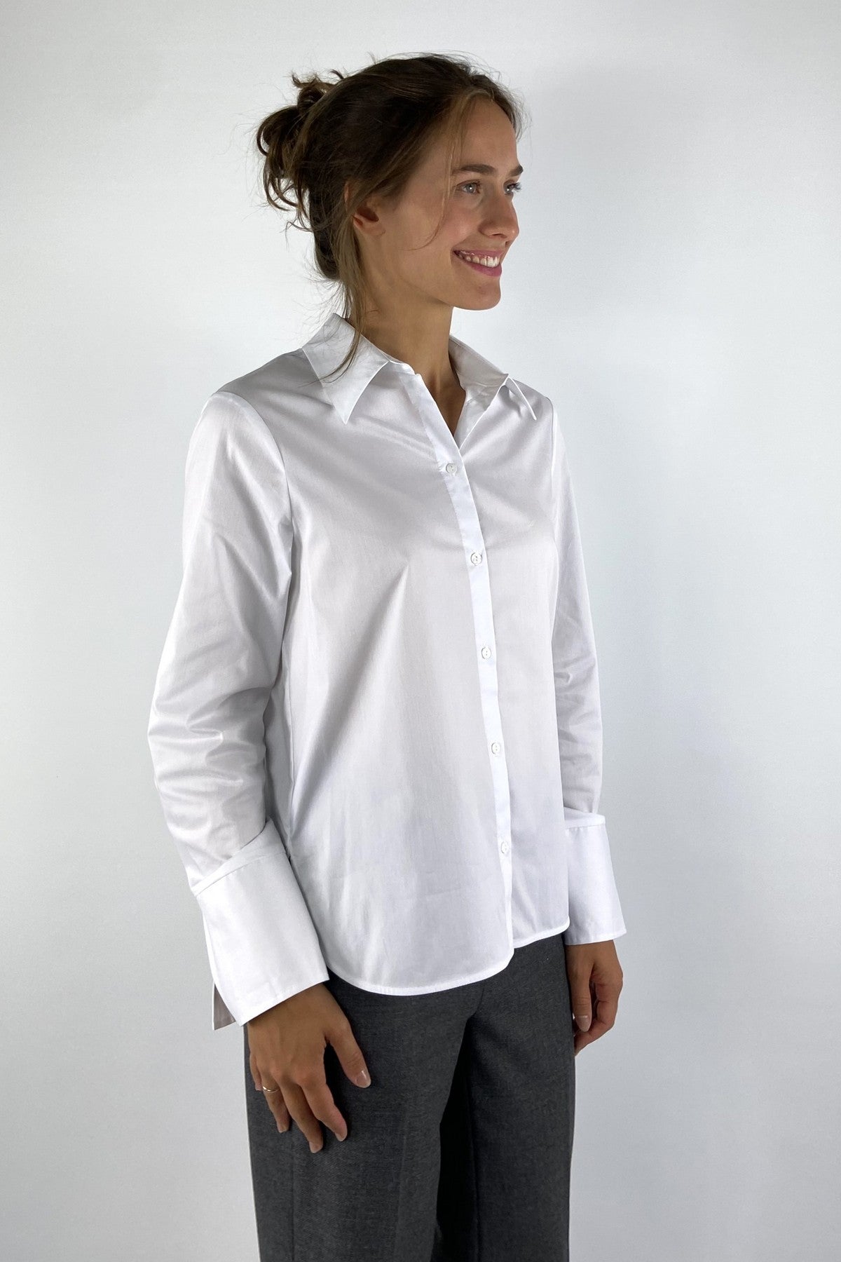 FFC 16434 blouse popeline met detailmouw – Wit