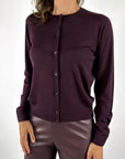FFC Fashion 16069 korte cardigan merinowol – Aubergine