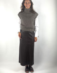 FFC mouwloze pull in Taupe met grove brei en grote opstaande kraag