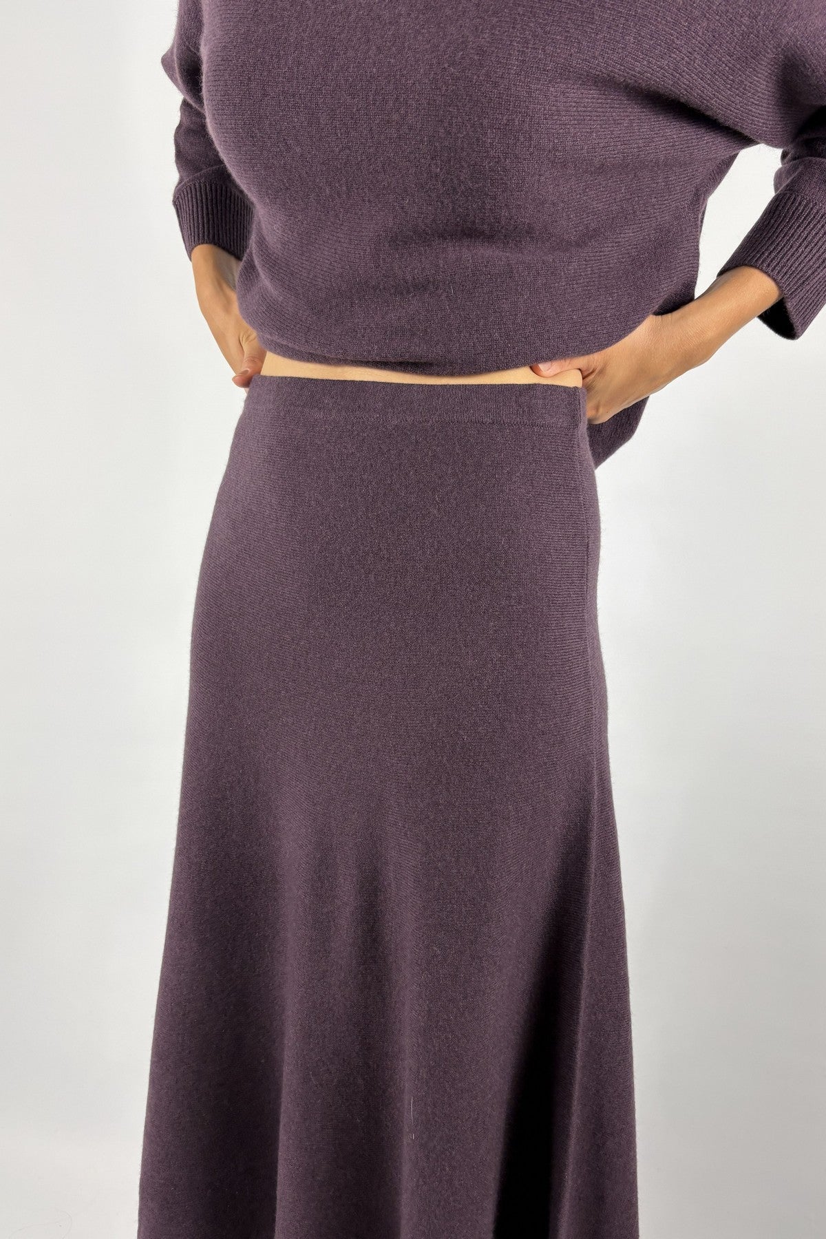 FFC Fashion 16052 A-lijn rok kasjmier &amp; zijde – Aubergine