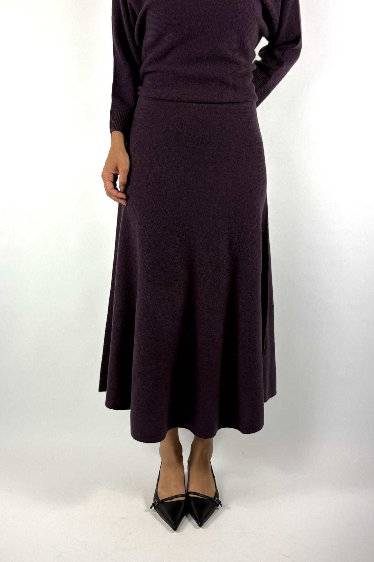 FFC Fashion 16052 A-lijn rok kasjmier &amp; zijde – Aubergine