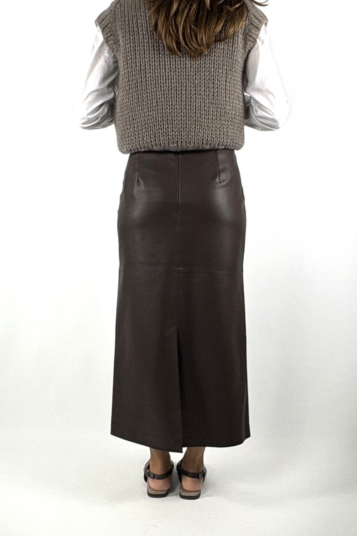 FFC - 16425 | 1649 - Rok lederlook split - CHOCOLAT
