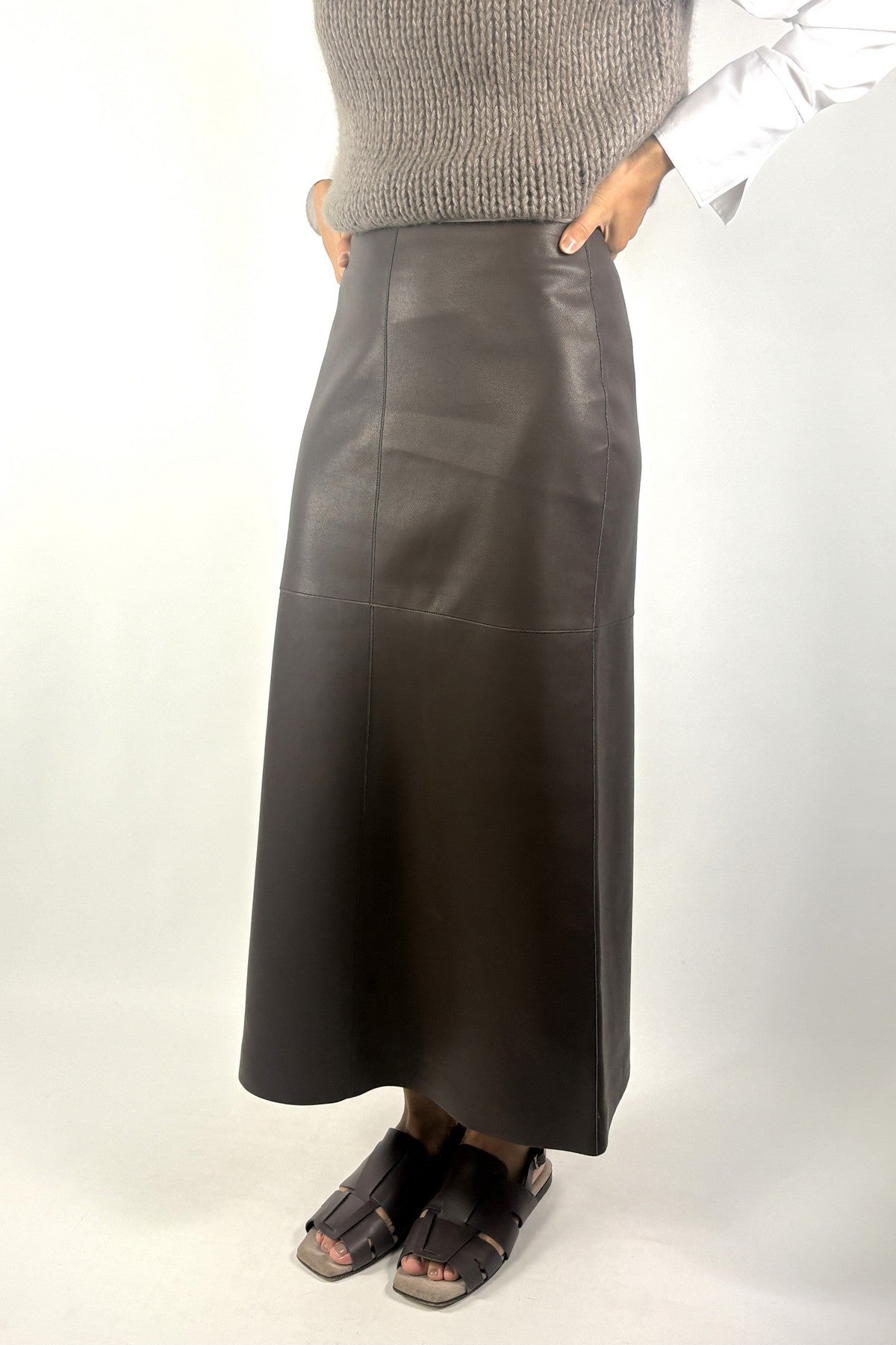 FFC - 16425 | 1649 - Rok lederlook split - CHOCOLAT