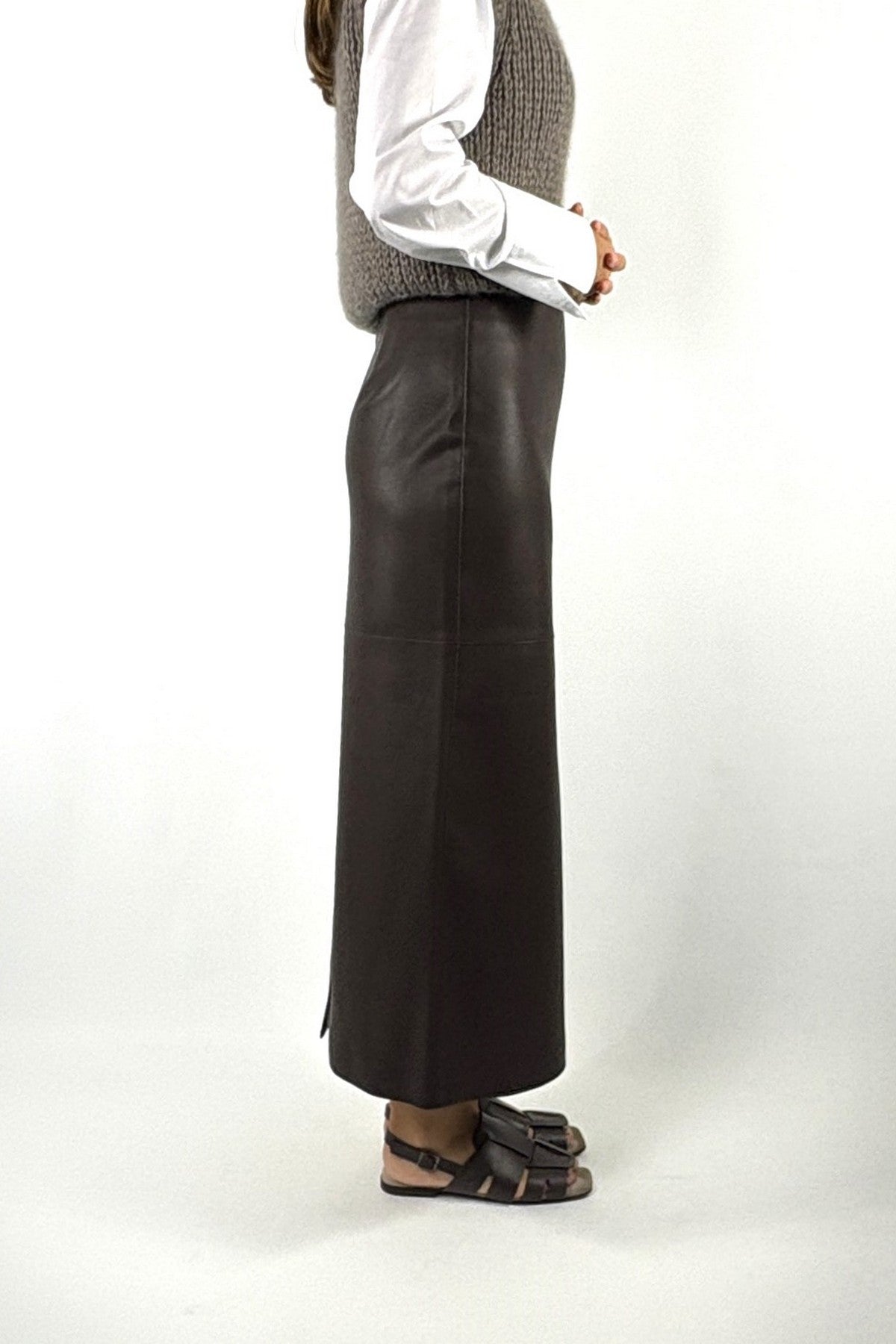 FFC - 16425 | 1649 - Rok lederlook split - CHOCOLAT