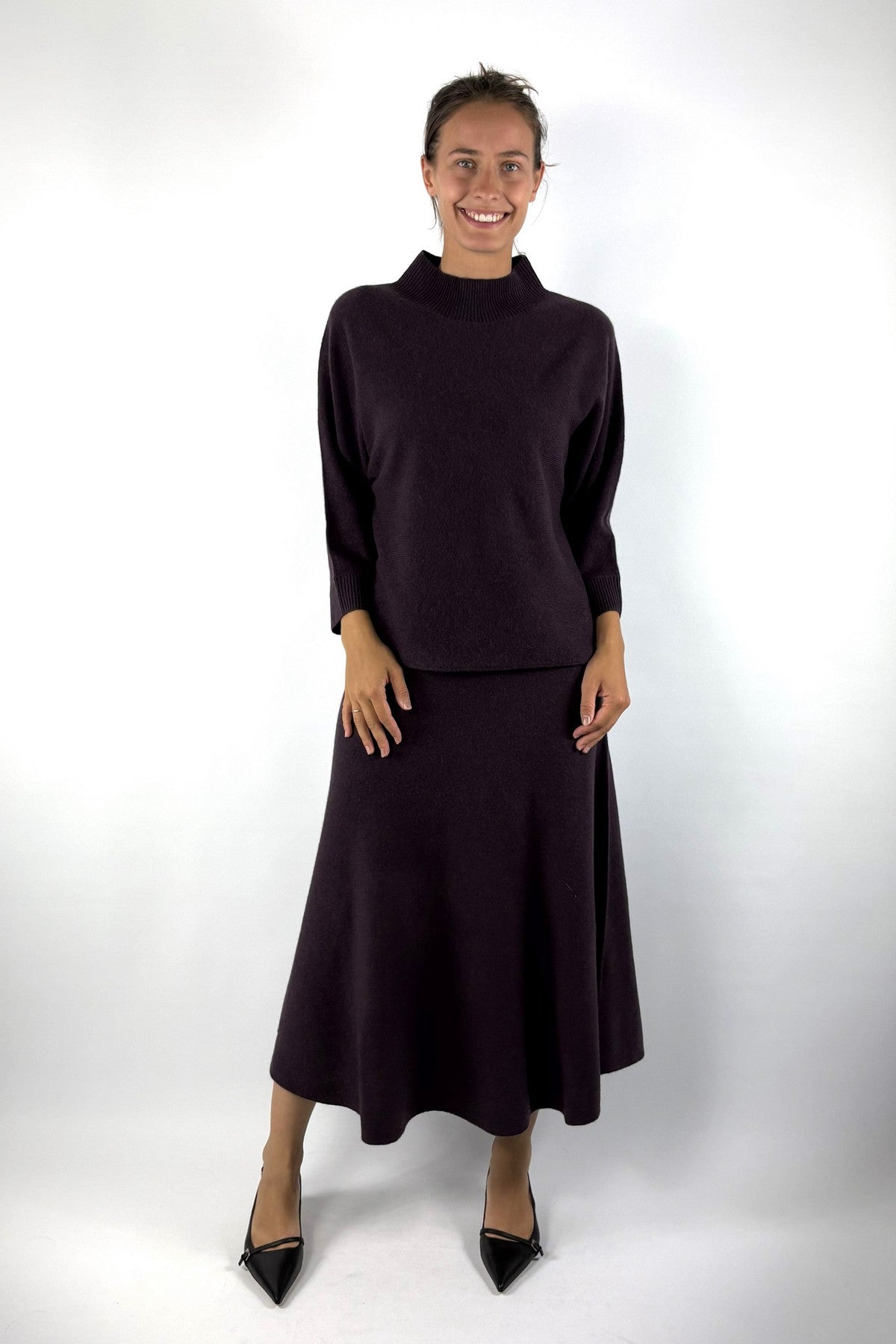 FFC Fashion 16051 trui col wol &amp; kasjmier – Aubergine