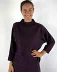 FFC Fashion 16051 trui in Aubergine van wol en kasjmier met opstaande col