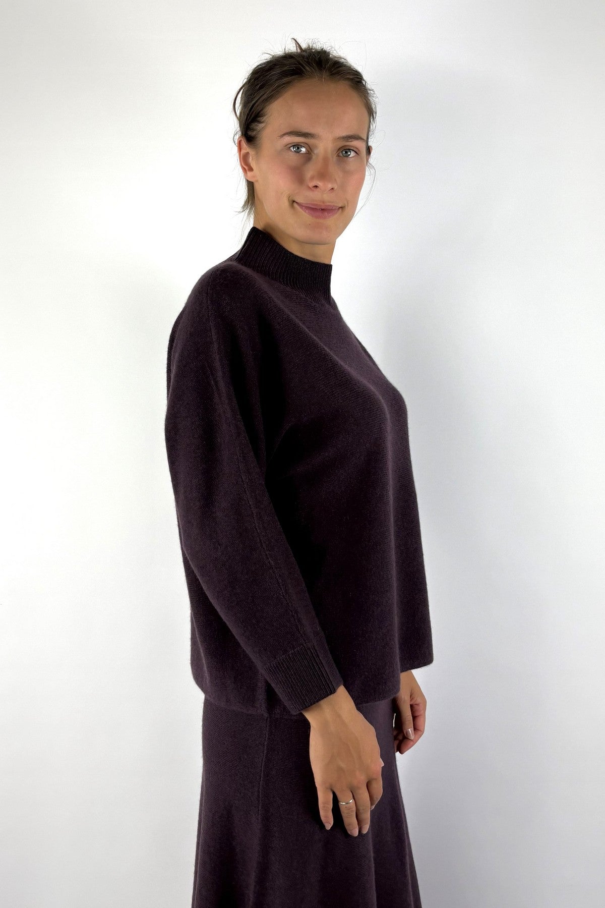 FFC Fashion 16051 trui col wol &amp; kasjmier – Aubergine
